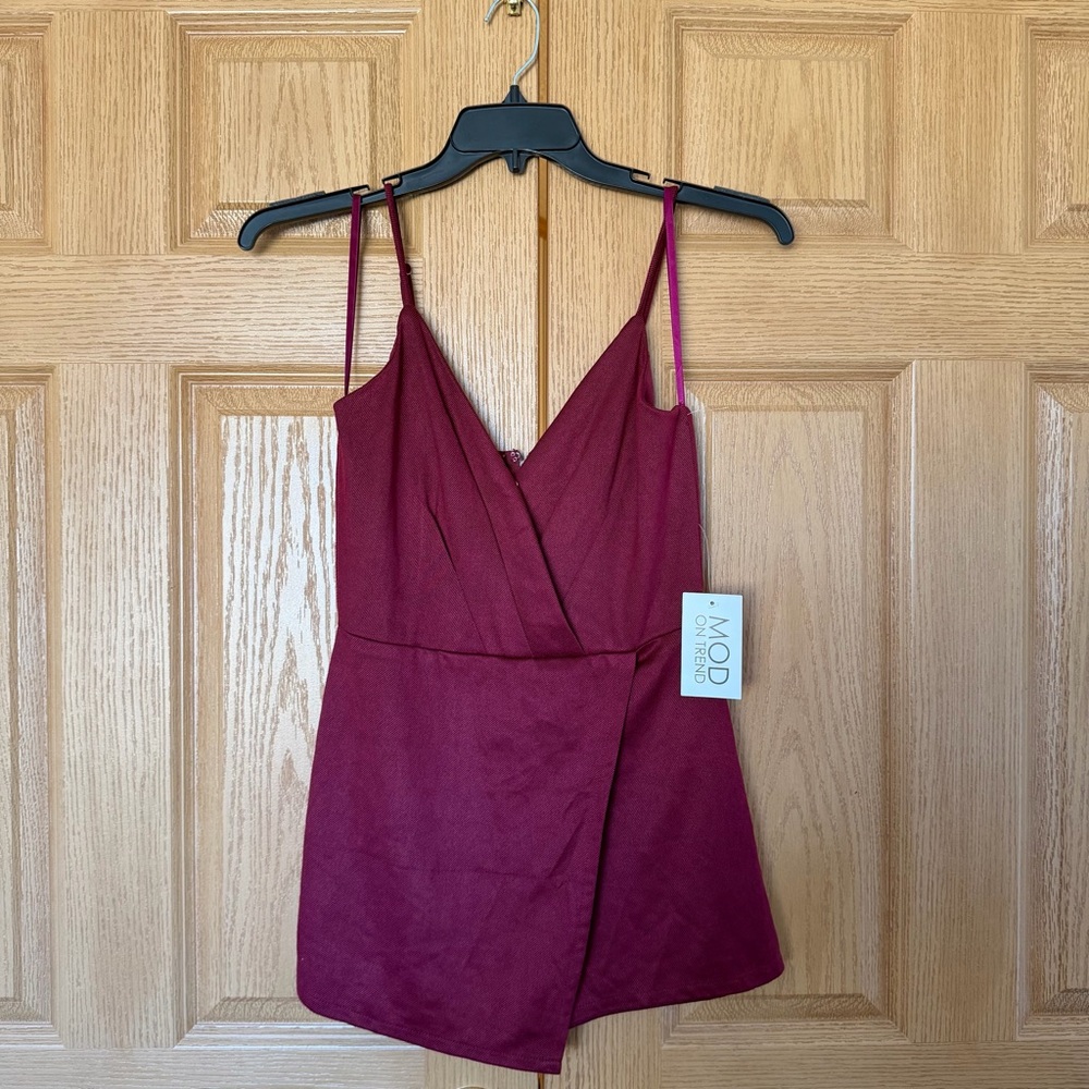 Mod on Trend Burgundy Sleeveless Romper